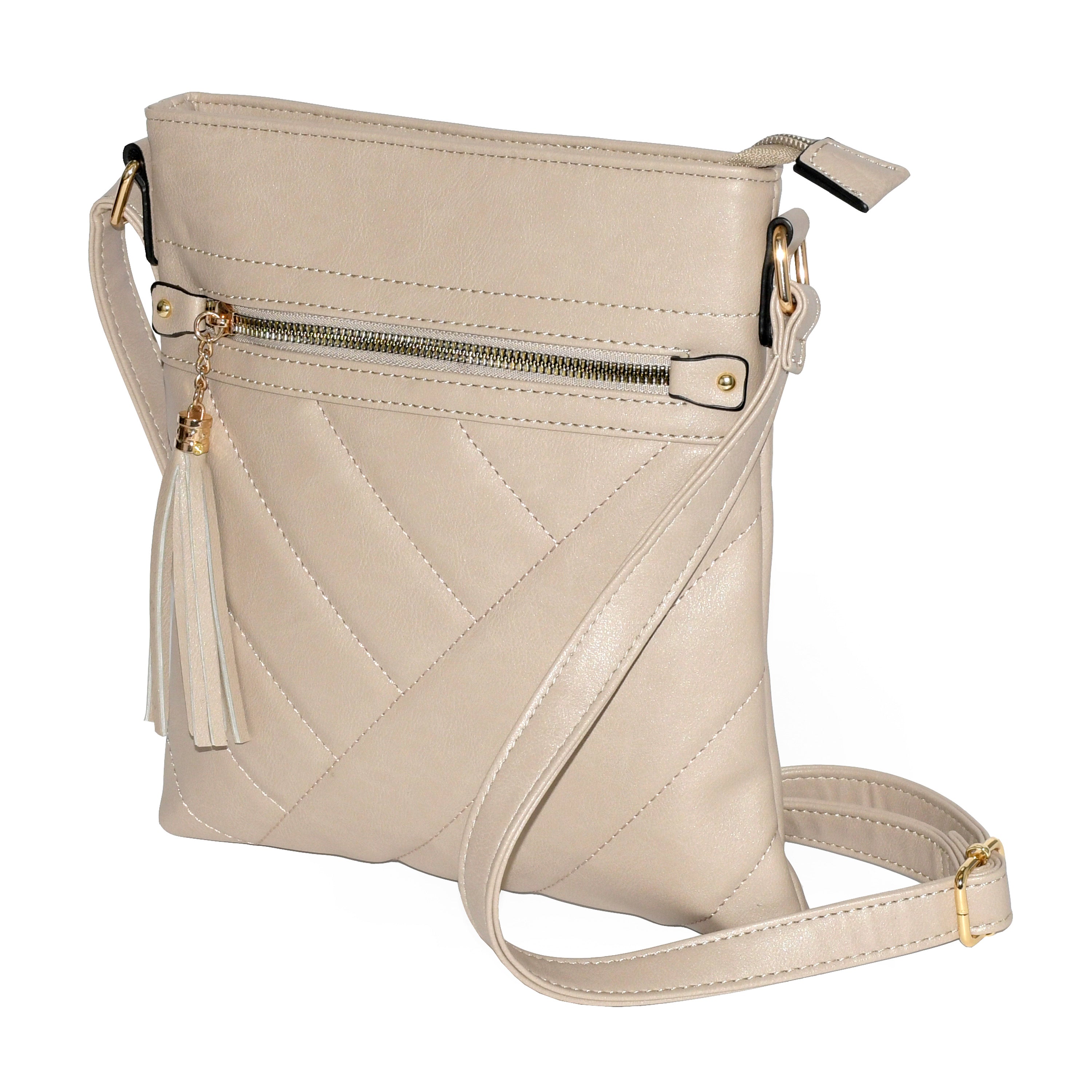 NICCI Ladies' Crossbody Bag featuring a stylish quilt design, durable polyurethane material, and adjustable strap.