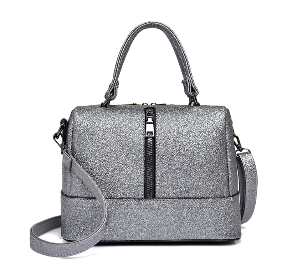 Lady's high quality fashion casual messenger bag made of cowhide with sequins, featuring a stylish Boston bag design.