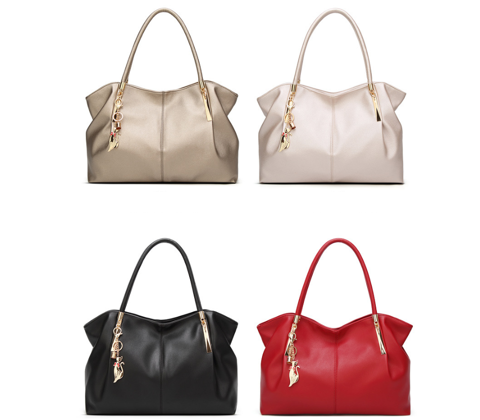 Large capacity solid color fashion handbag for women, featuring a stylish dumpling shape and multiple internal pockets.