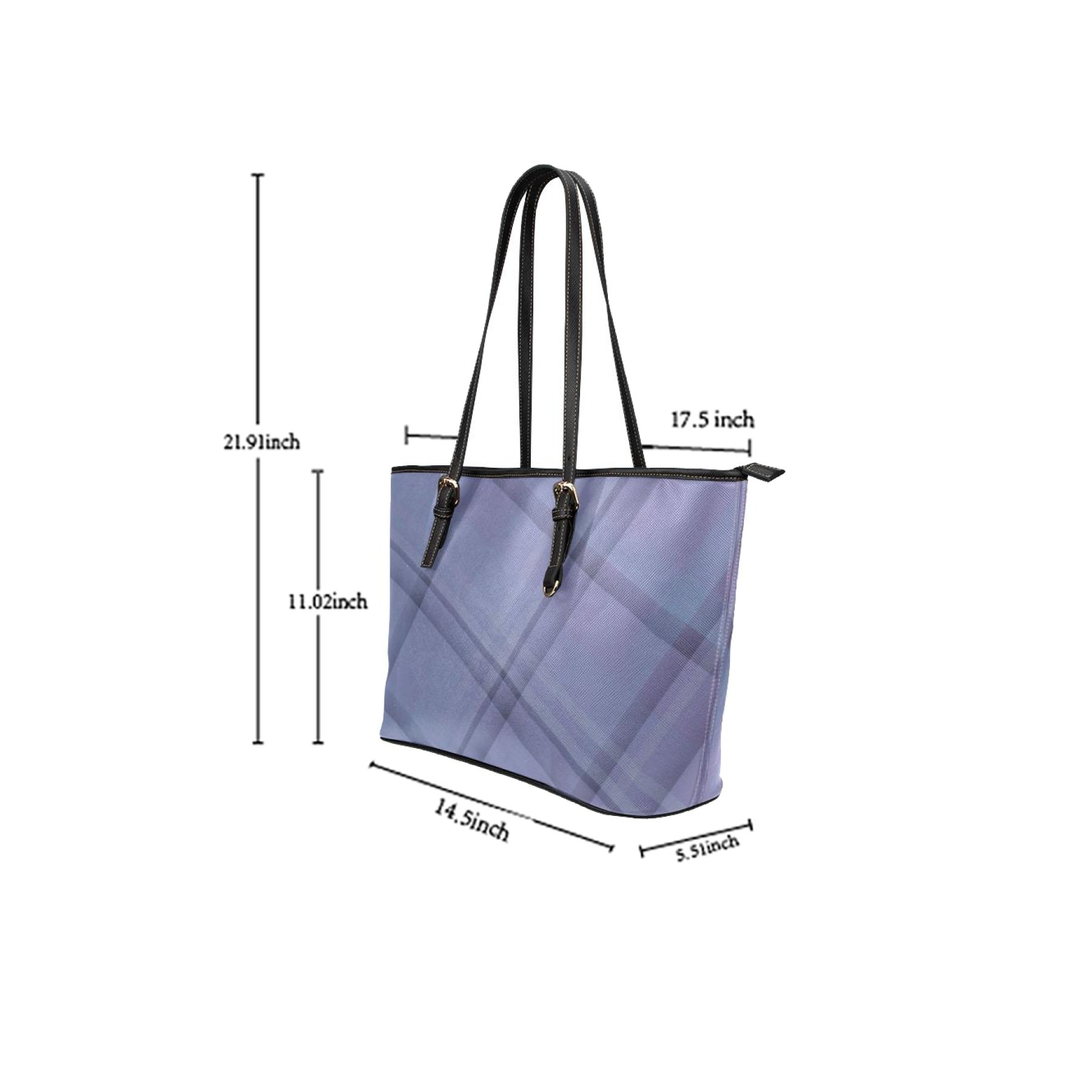 Large Leather Tote Shoulder Bag in Lavender Grid Illustration, featuring a spacious interior and adjustable straps, perfect for daily use.