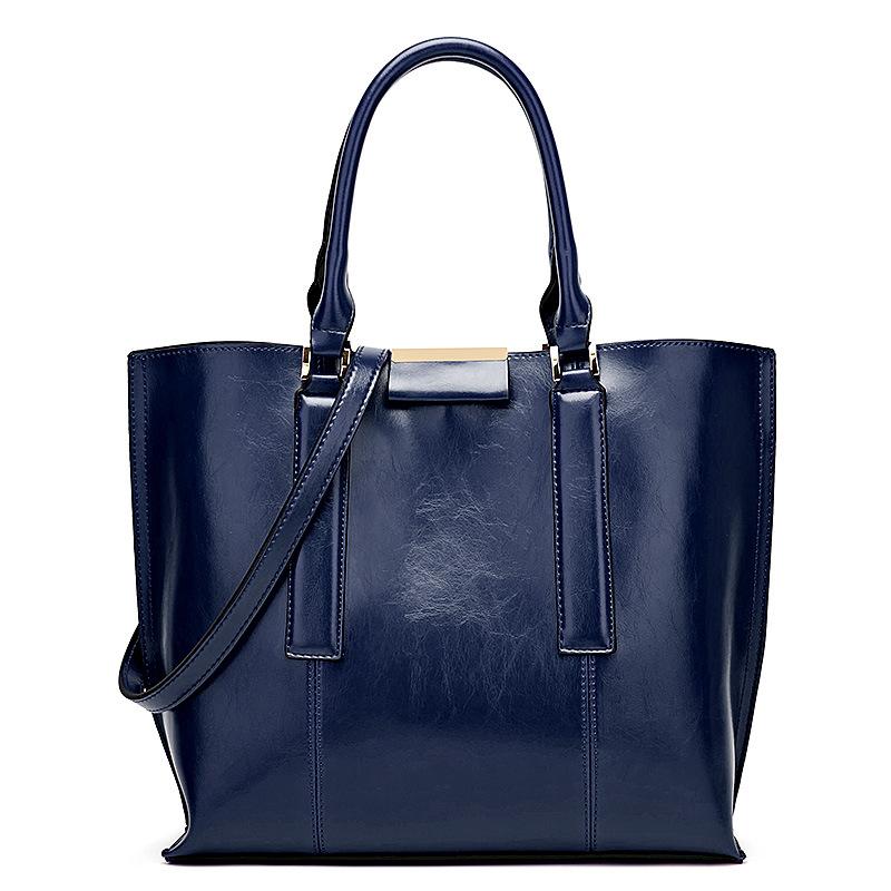 Large oil wax leather handbag for women, featuring a stylish square shape and durable zipper closure, perfect for everyday use.