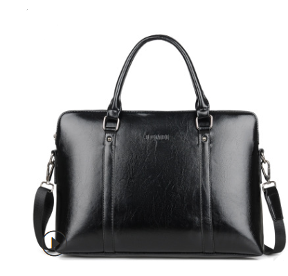 Large-capacity Official Notebook Messenger Bag in black, showcasing its PU leather material and spacious design.