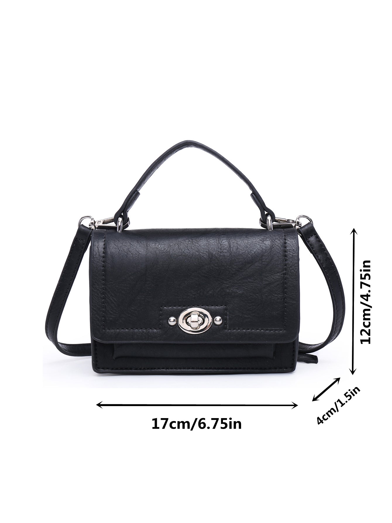 Mini tote purse crossbody MT2614-2 BK in classic black, showcasing its stylish design and adjustable strap.