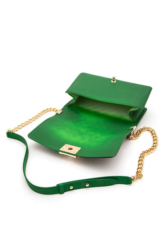 A stylish mix tone textured jelly shoulder bag with a shoulder chain, showcasing its unique design and durable materials.