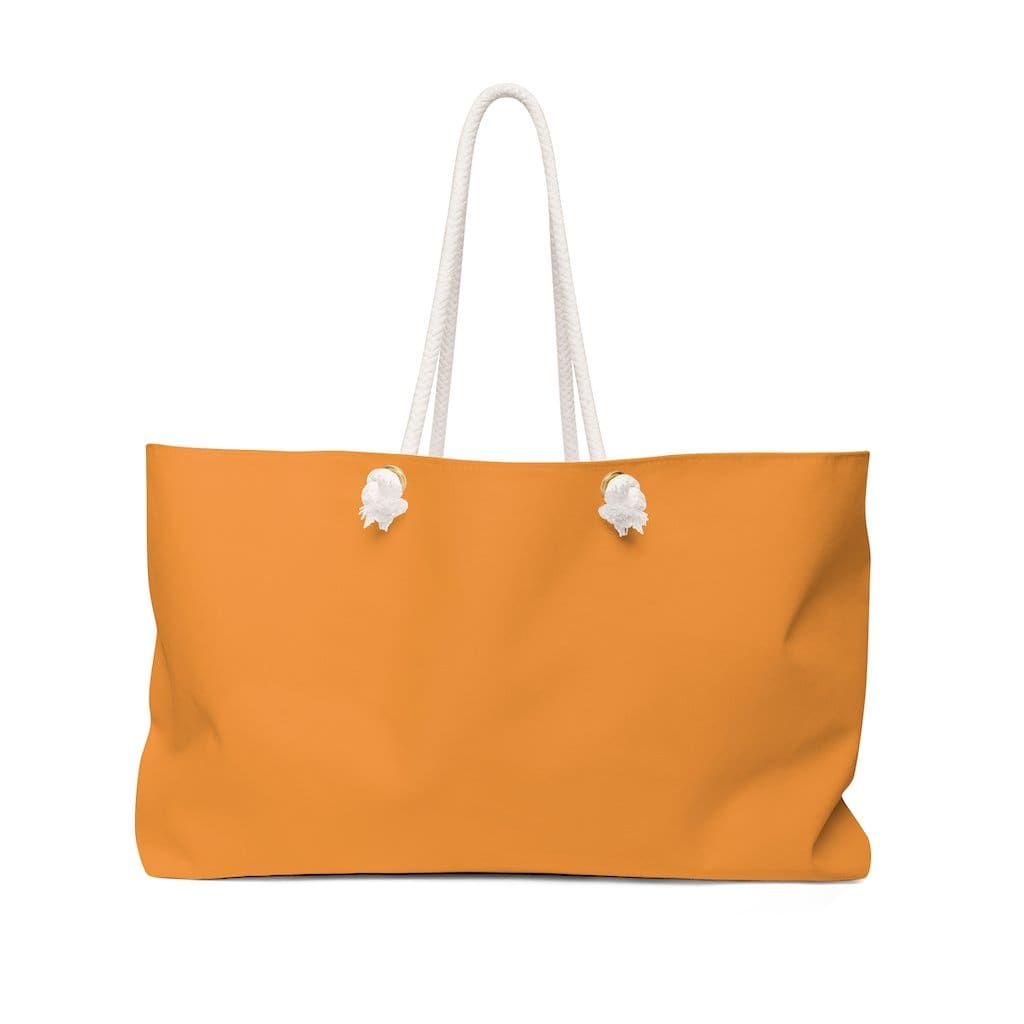 Autumn Orange Weekender Tote Bag with thick rope handles, spacious interior, and durable spun polyester material, perfect for weekend trips.