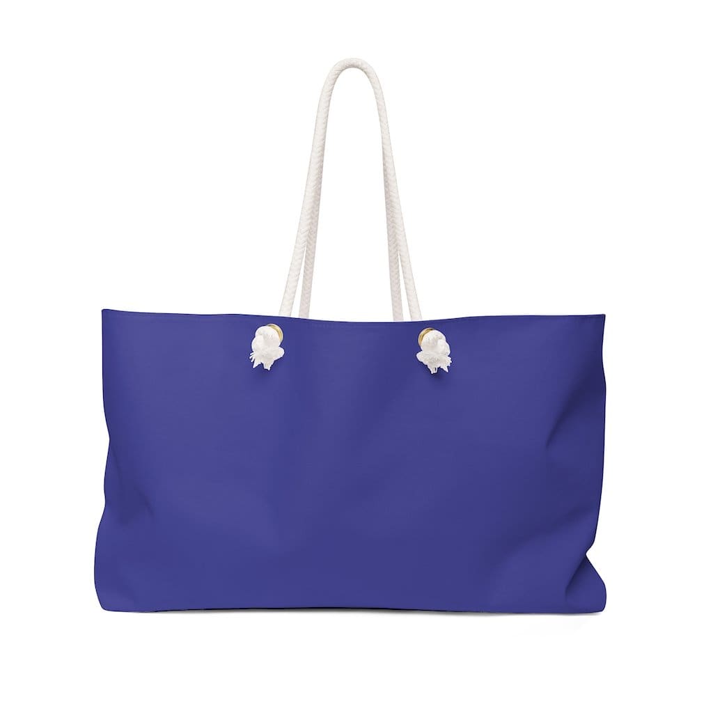 Oversized blue Weekender Tote Bag with thick rope handles, perfect for beach trips and casual outings.