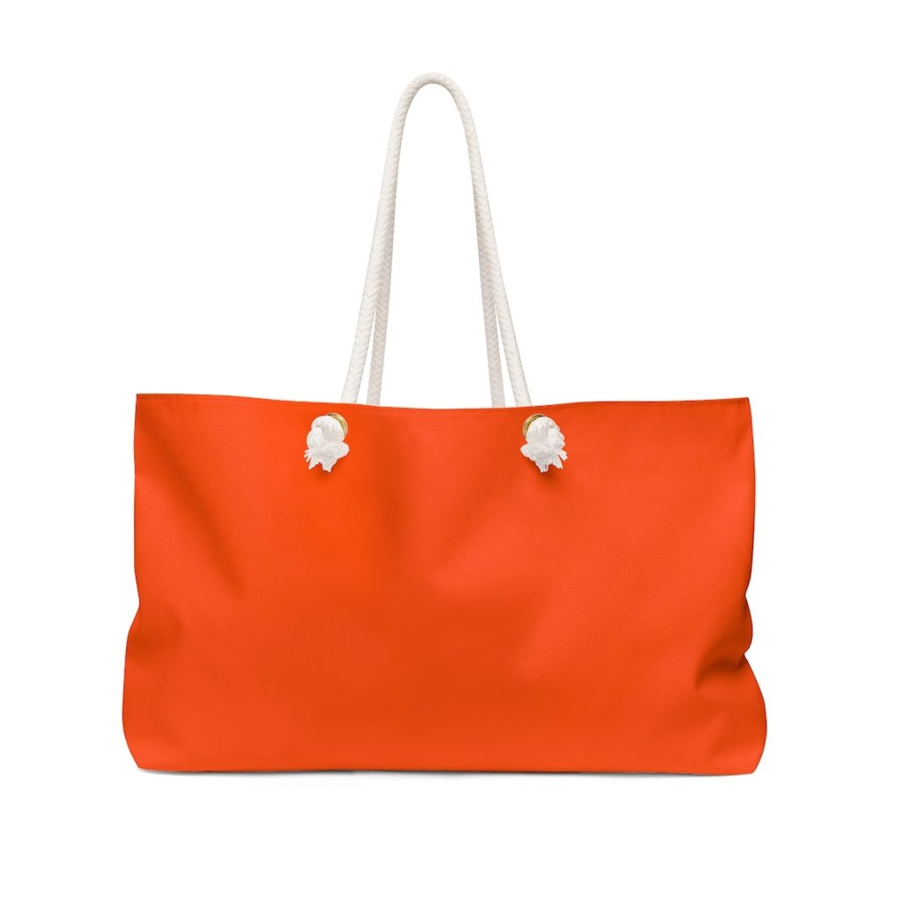 Bright orange oversized Weekender Tote Bag with thick rope handles, perfect for beach trips and casual outings.