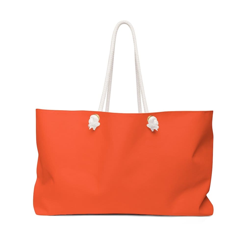 Bright orange oversized Weekender Tote Bag with thick rope handles, perfect for beach trips and casual outings.