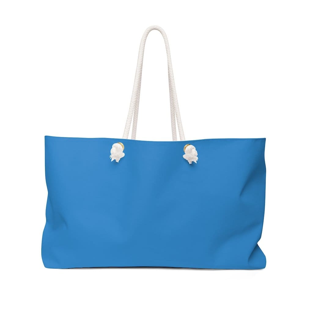 Carolina Blue Weekender Tote Bag with thick rope handles and spacious interior, perfect for beach trips and casual outings.