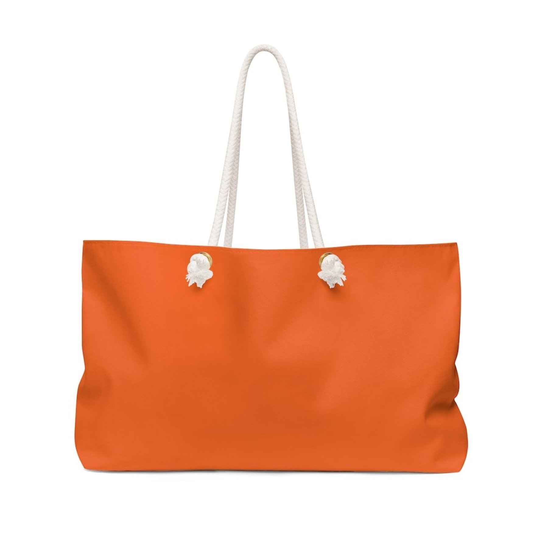 Oversized orange Weekender Tote Bag with thick rope handles, perfect for beach trips and casual outings.