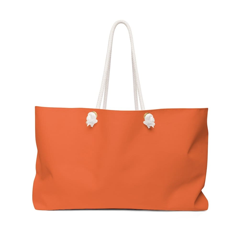 Oversized orange Weekender Tote Bag with thick rope handles, perfect for beach trips and casual outings.