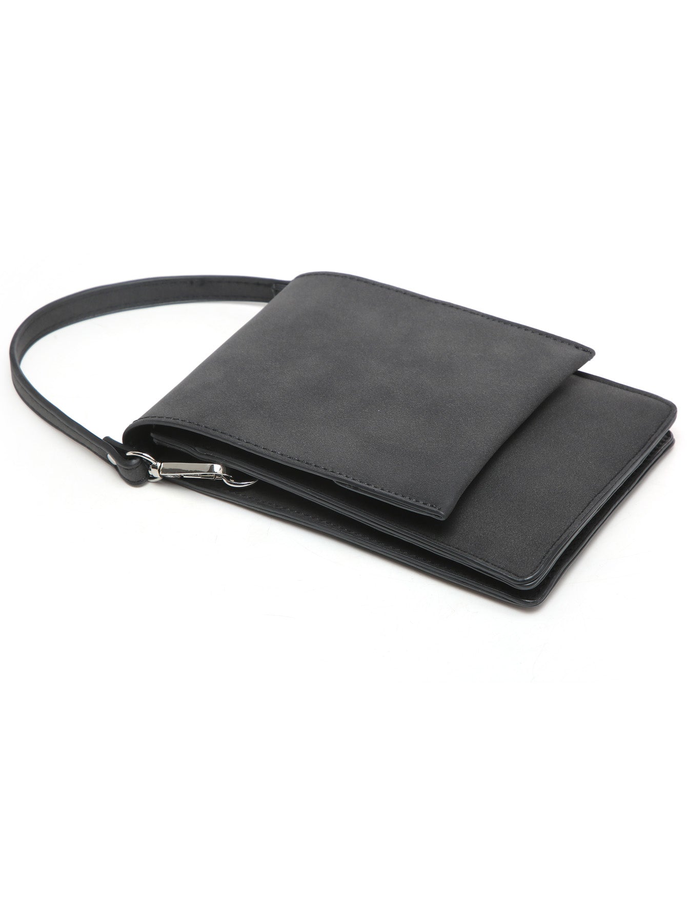 Women Small Crossbody Purse in black suede, featuring multiple pockets for phone and essentials.