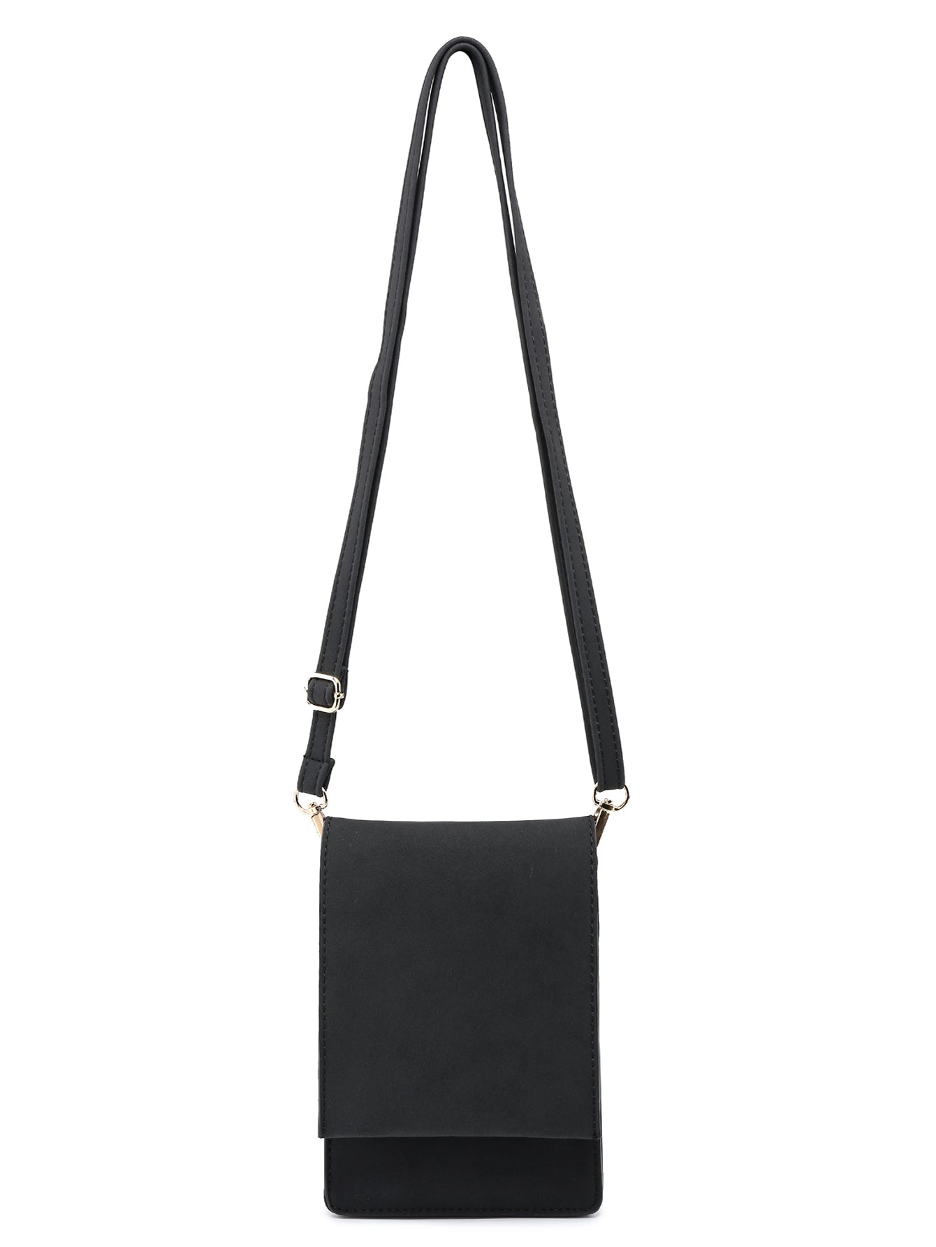 Women Small Crossbody Purse in black suede, featuring multiple pockets for phone and essentials.