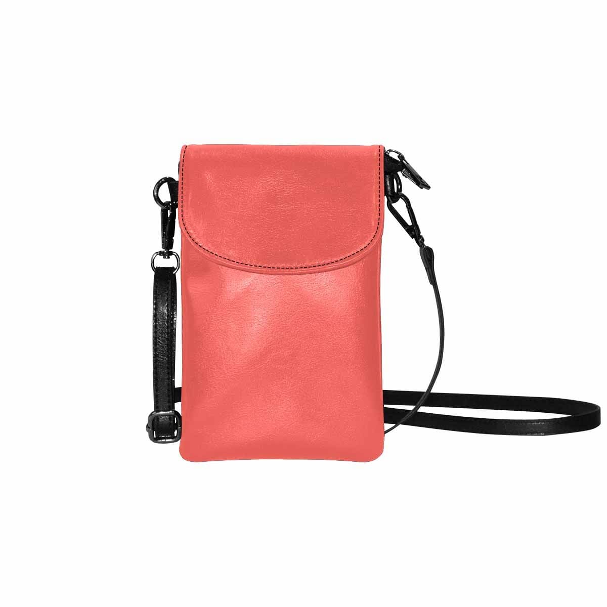 Womens Cell Phone Purse in pastel red, featuring a stylish design with adjustable crossbody strap and multiple compartments.