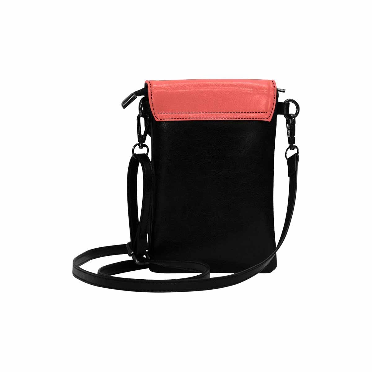 Womens Cell Phone Purse in pastel red, featuring a stylish design with adjustable crossbody strap and multiple compartments.