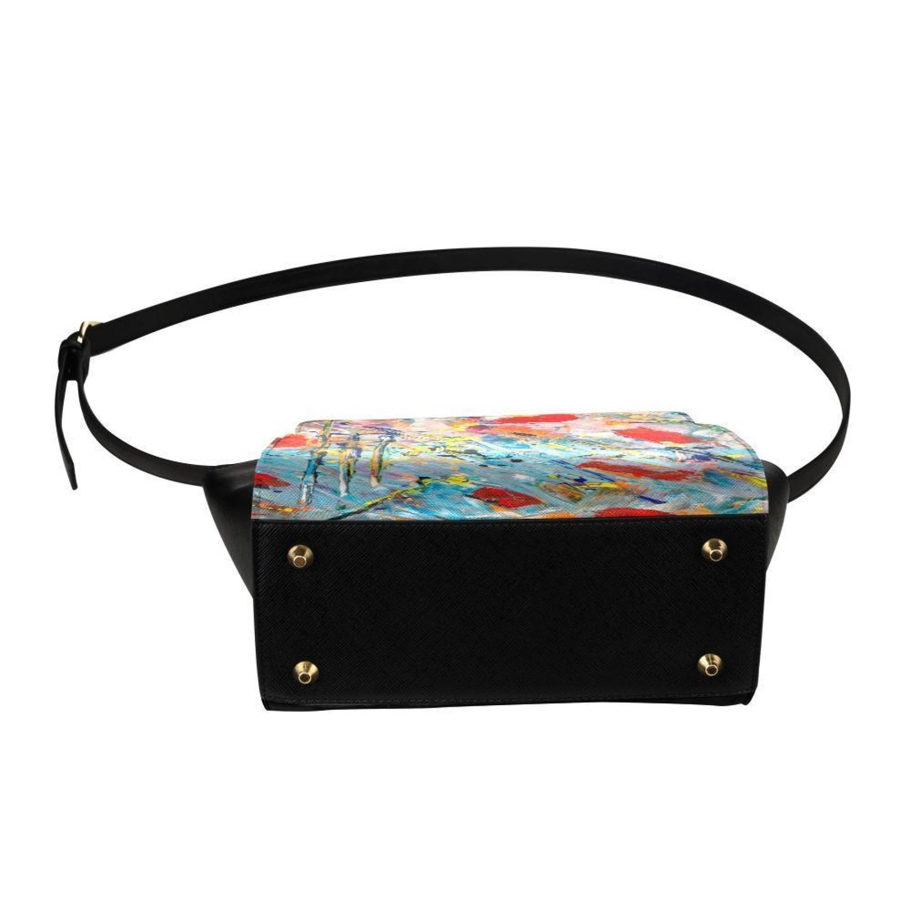 Women’s Crossbody Bag featuring a vibrant multicolor abstract design, perfect for casual and formal occasions.