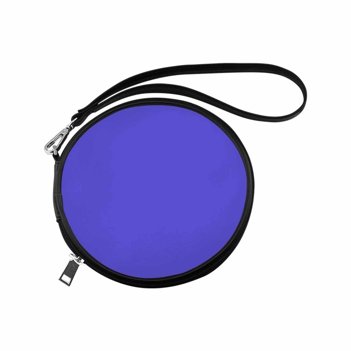 Womens Round Handbag in Blue Iris, made of high-grade PU leather with a wristlet strap, featuring a stylish round shape and one-side printing.