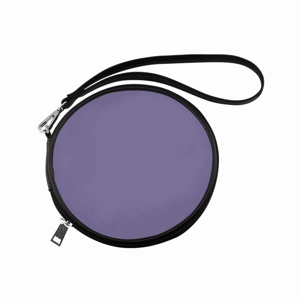 Womens Round Handbag in Purple Haze, made of high-grade PU leather with a wristlet strap, showcasing a stylish one-side print.