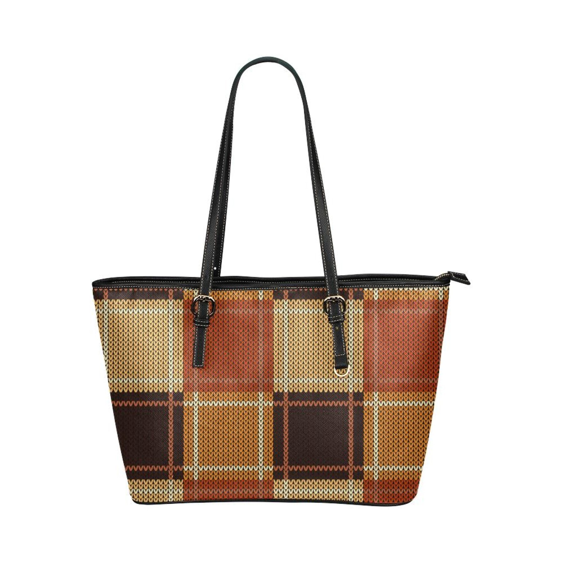 Stylish Women's Shoulder Bag in Brown Checker design with double handles and adjustable straps, showcasing its spacious interior and elegant look.