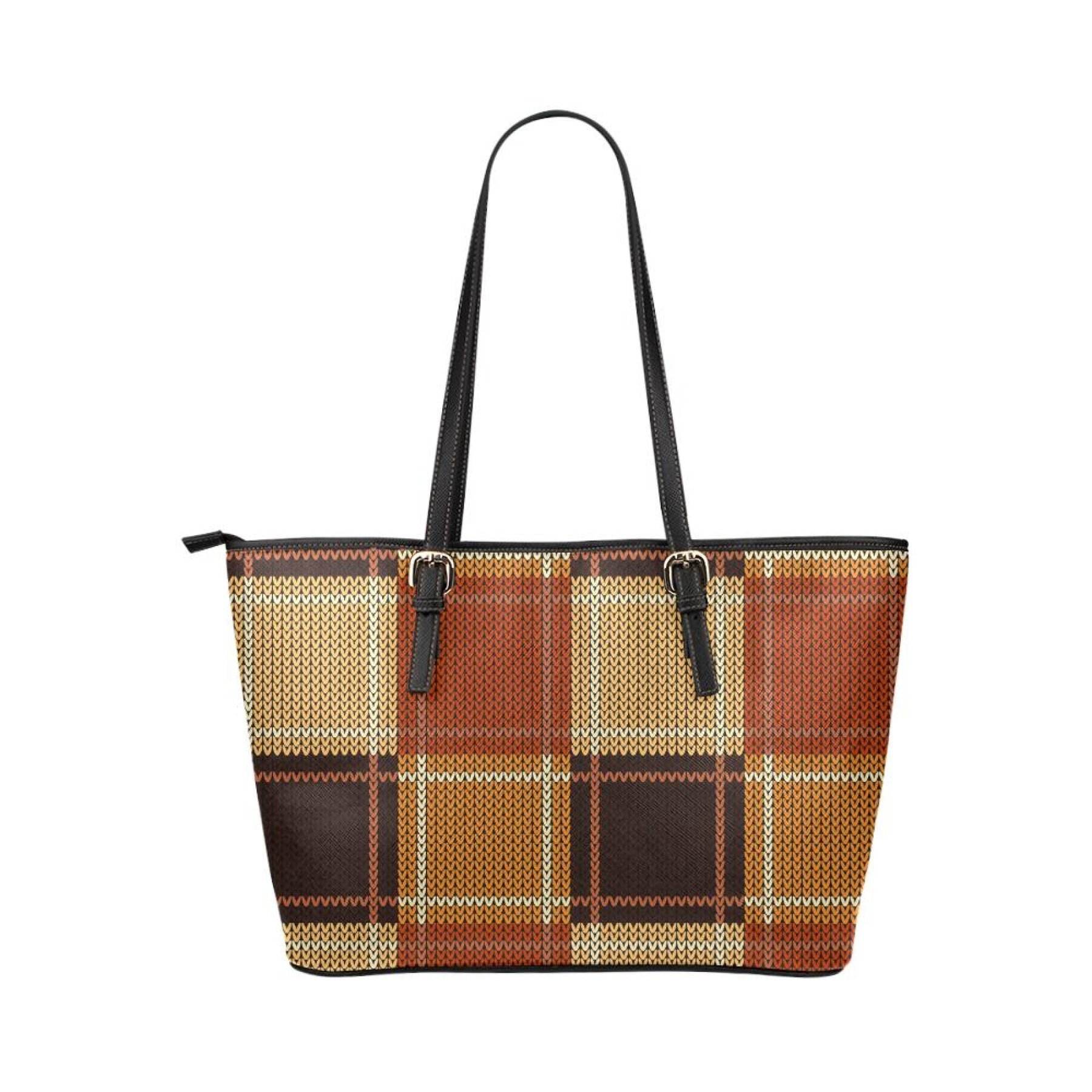 Stylish Women's Shoulder Bag in Brown Checker design with double handles and adjustable straps, showcasing its spacious interior and elegant look.