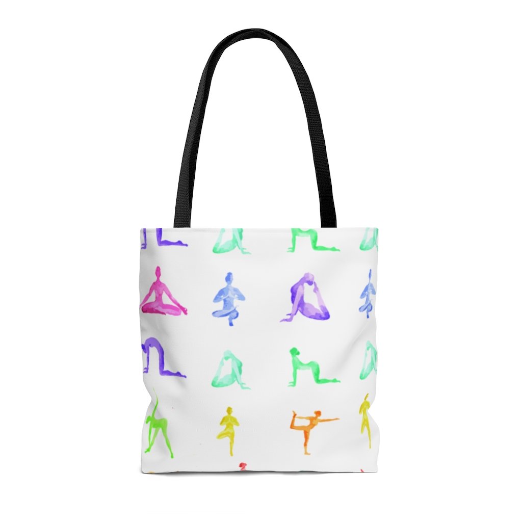 Yoga Sanctuary Everyday Tote Bag in black with cotton handles, spacious design, perfect for beach or casual outings.