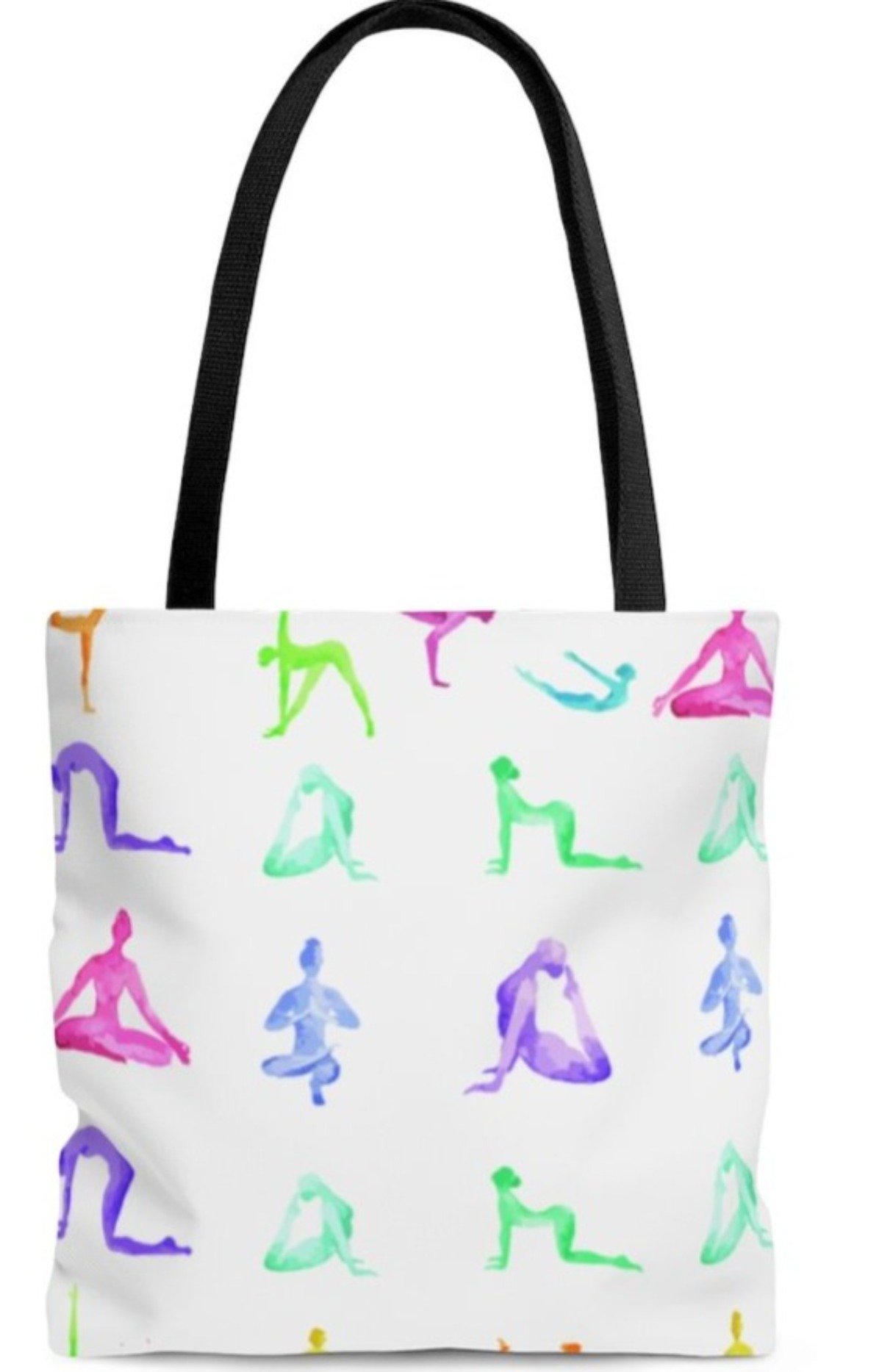 Yoga Sanctuary Everyday Tote Bag in black with cotton handles, spacious design, perfect for beach or casual outings.