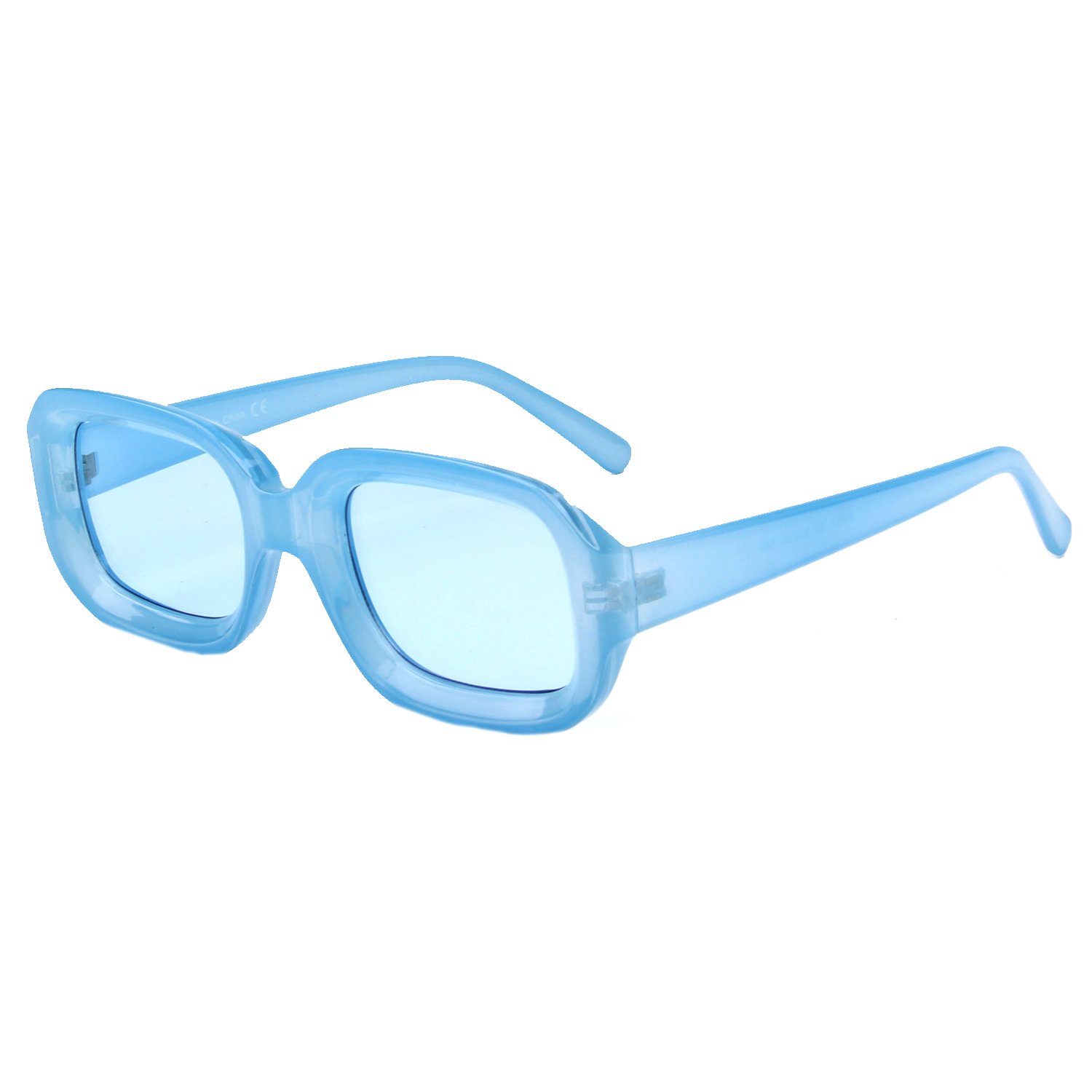 Blue rectangular-framed eyeglasses