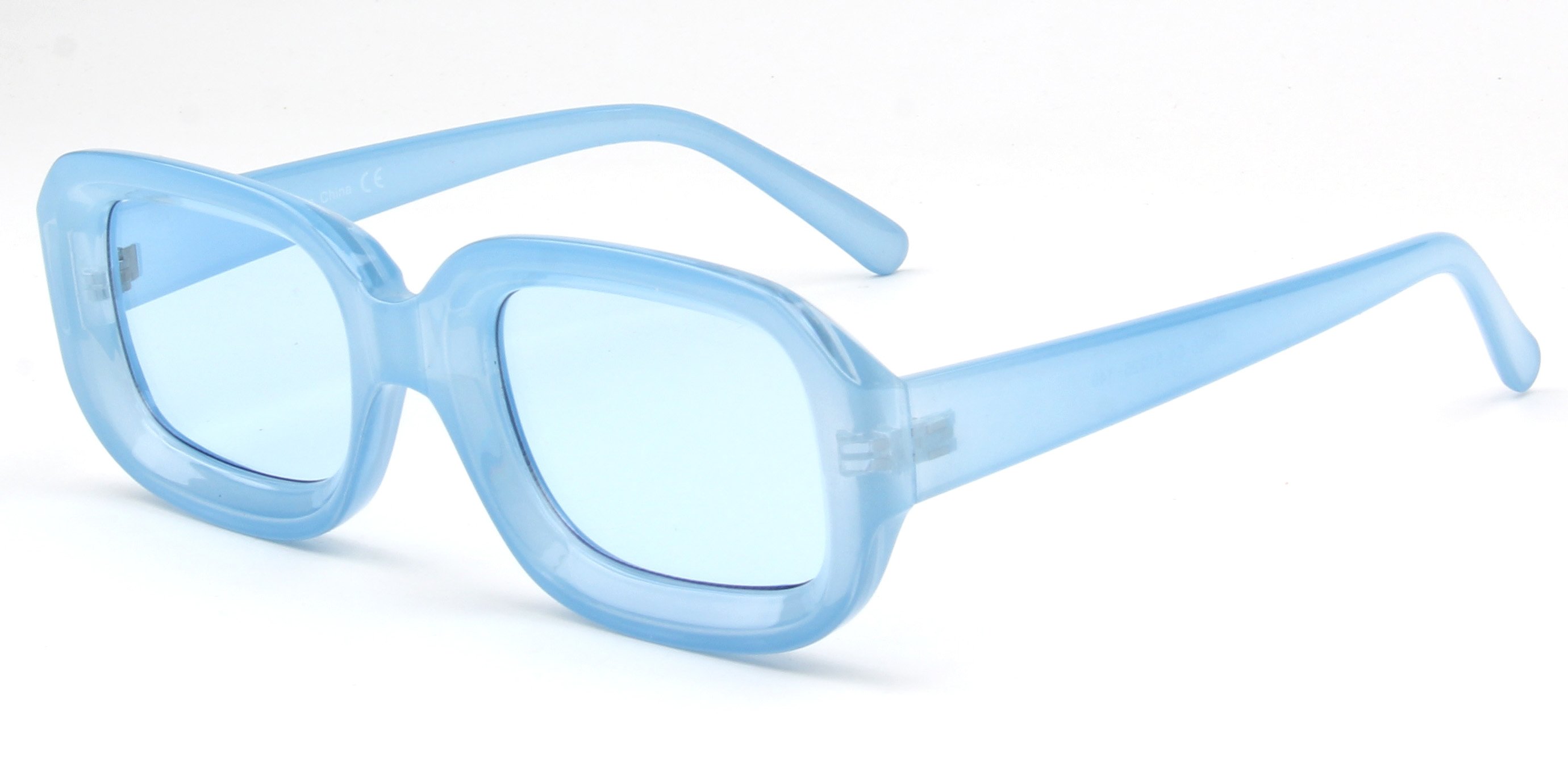 Light blue rectangular sunglasses