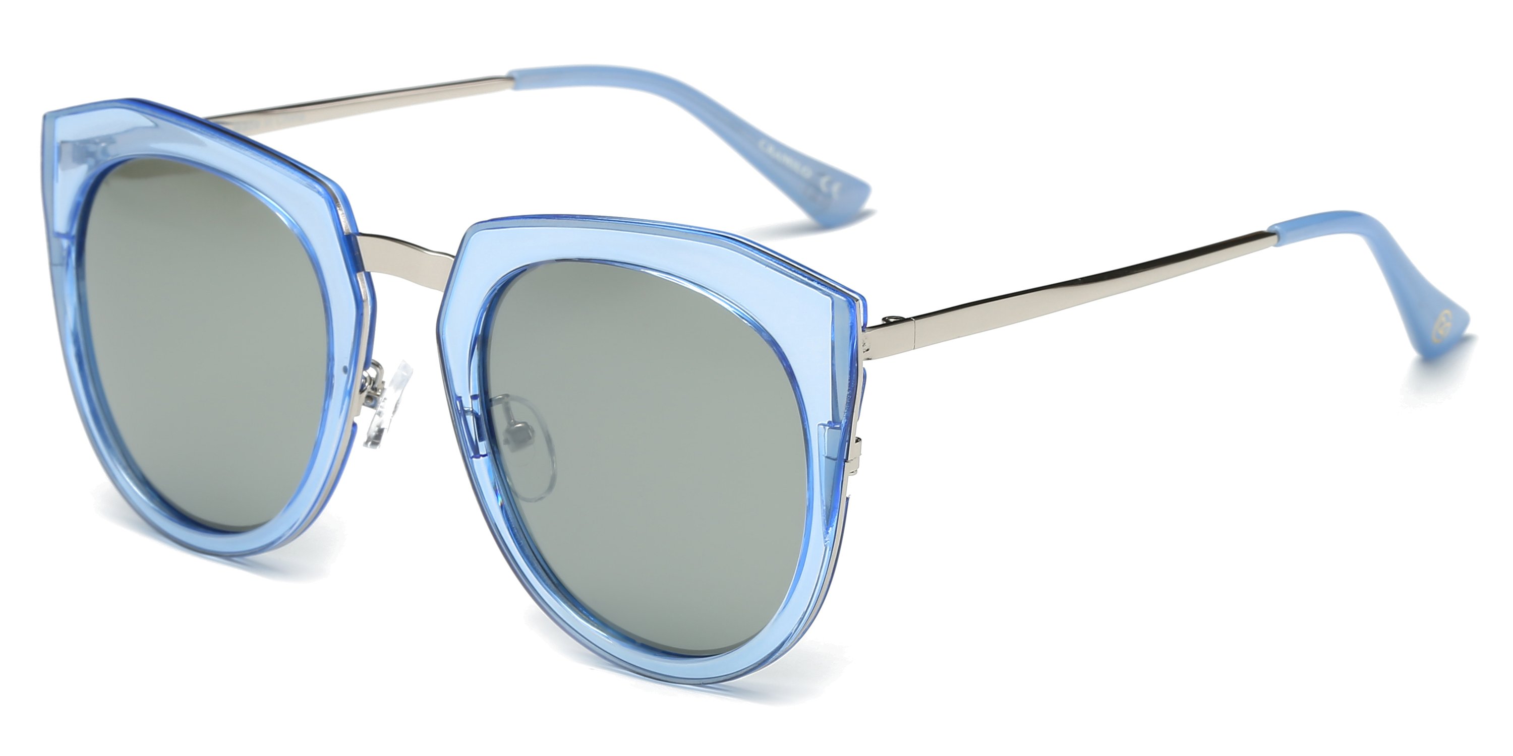 Adeline Women Oversize Cat Eye Fashion Sunglasses with polarized lenses and a stylish plastic frame, perfect for sunny days.