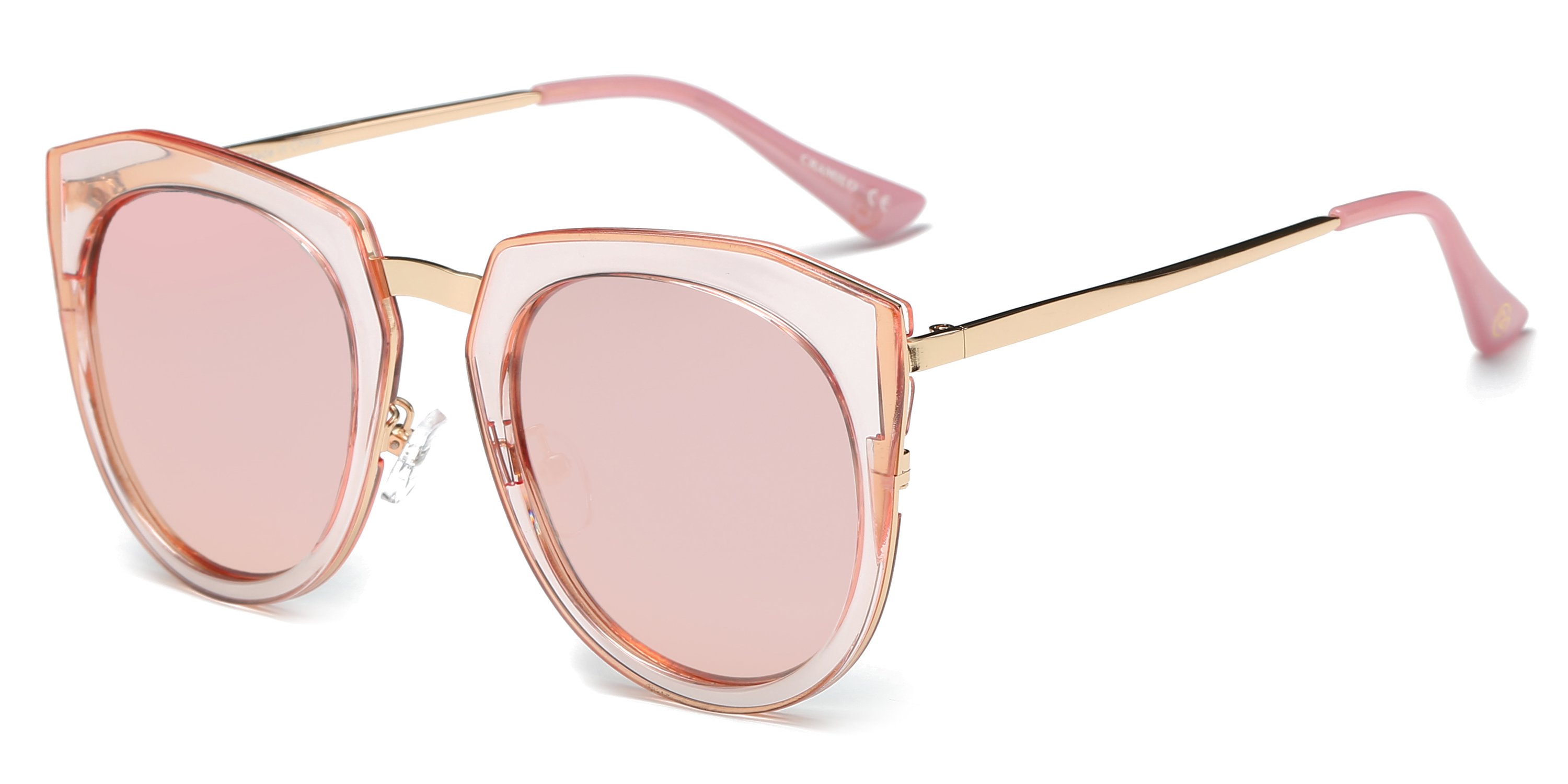 Adeline Women Oversize Cat Eye Fashion Sunglasses with polarized lenses and a stylish plastic frame, perfect for sunny days.