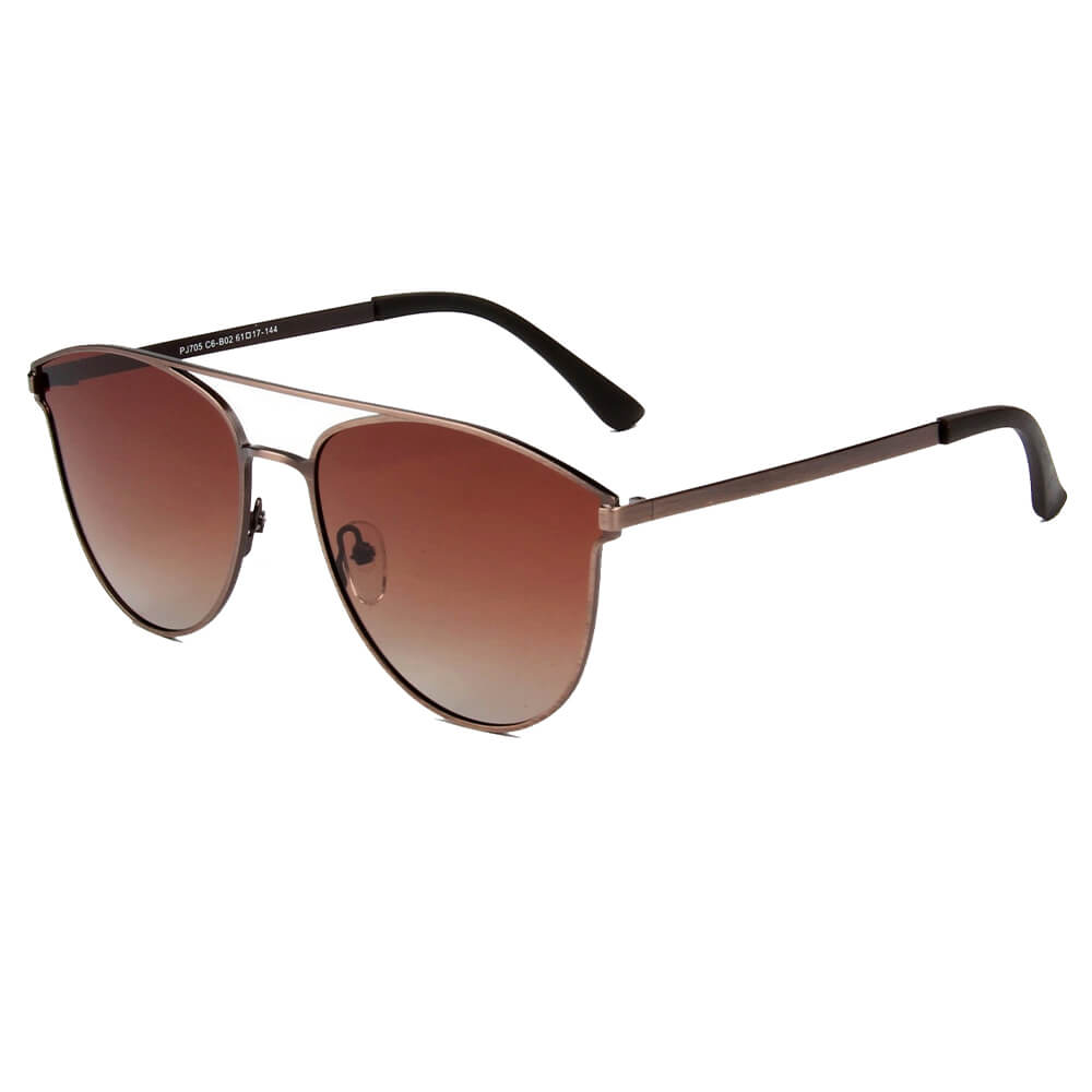 Almonte Women Flat Lens Polarized Round Fashion Sunglasses with a stylish cat eye design and metal frame.