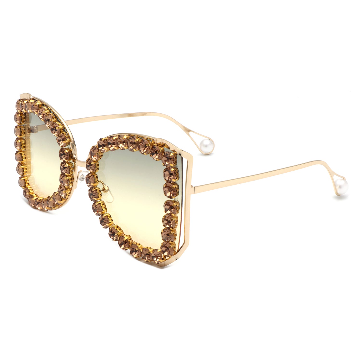 Apex Luxury Oversized Rhinestone Butterfly Women's Sunglasses featuring a glamorous butterfly design with sparkling rhinestones and lightweight plastic frames.