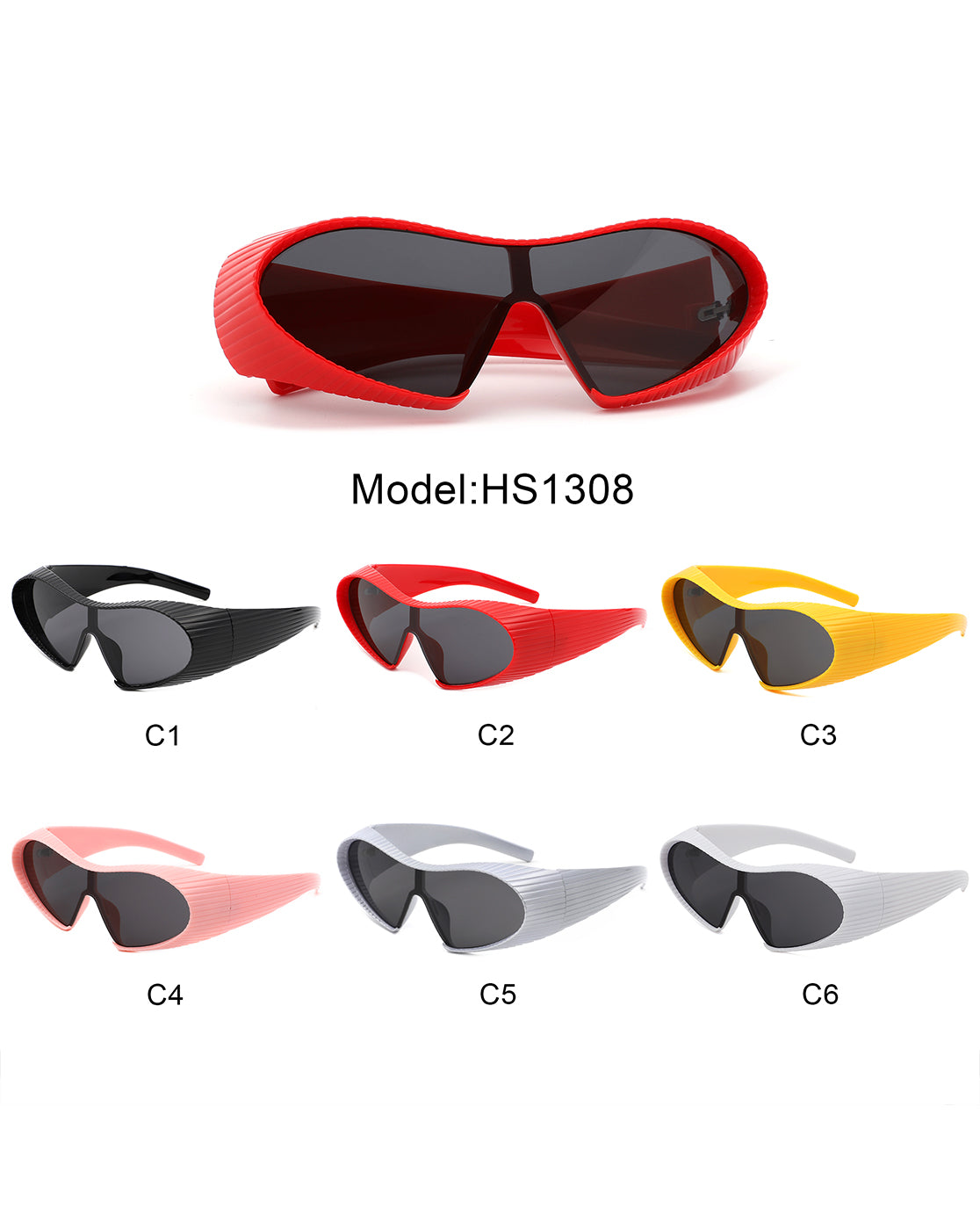 Ascary Oversized Winged Bar Shield Sunglasses with stylish wraparound design and polycarbonate lenses, offering UV protection.