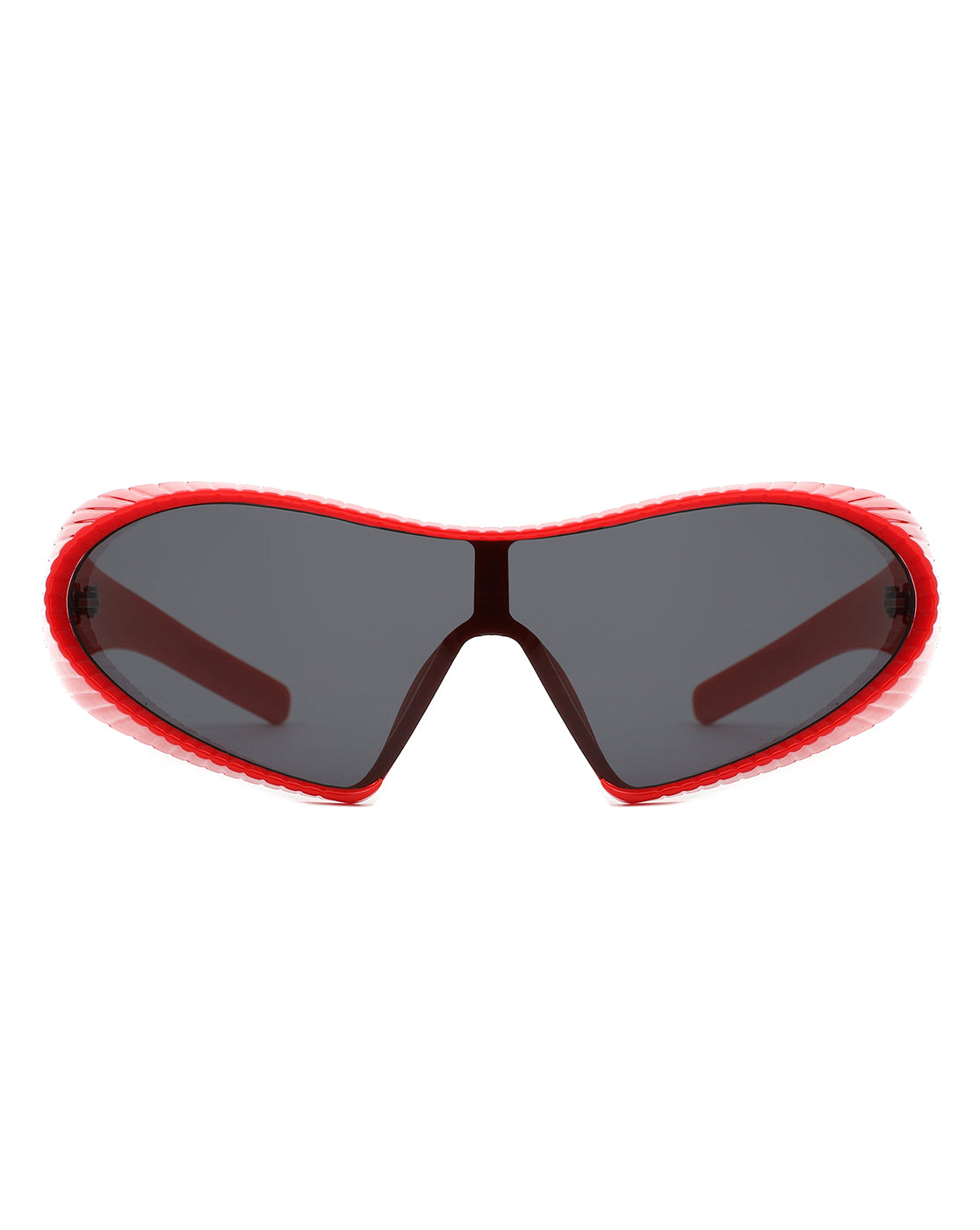 Ascary Oversized Winged Bar Shield Sunglasses with stylish wraparound design and polycarbonate lenses, offering UV protection.