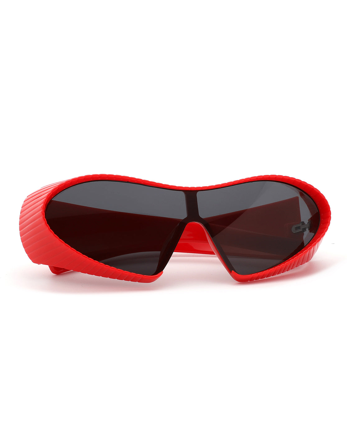 Ascary Oversized Winged Bar Shield Sunglasses with stylish wraparound design and polycarbonate lenses, offering UV protection.