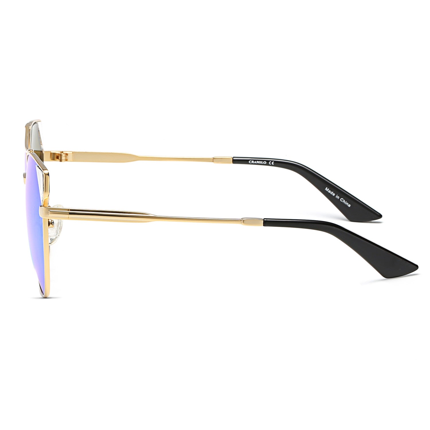 Aspen Women Trendy Cat Eye Sunglasses with mirrored lenses and metal frame, showcasing a stylish design suitable for all face shapes.