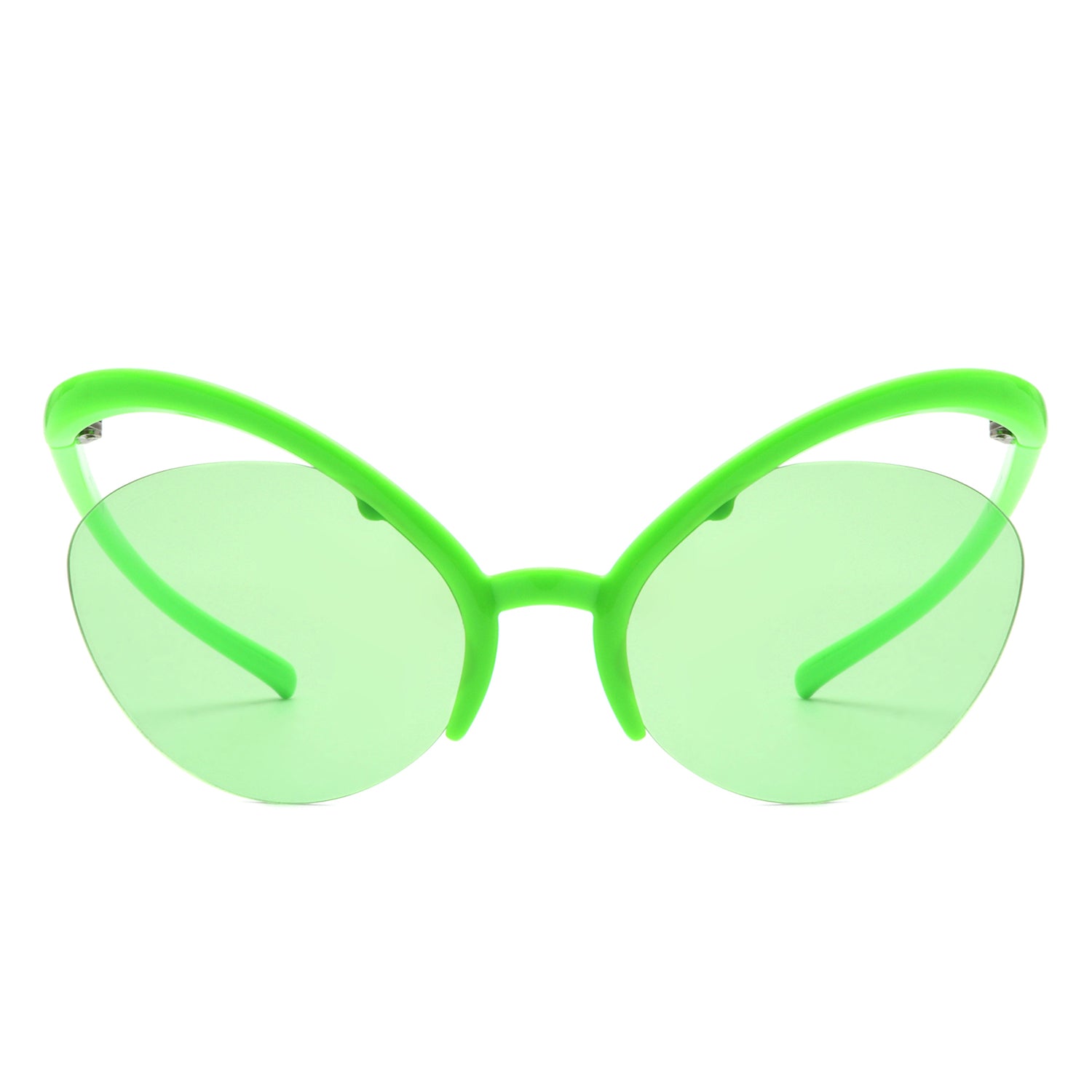 Astrein Rimless Futuristic Oval Irregular Fashion Cat Eye Sunglasses with a unique design and UV protection.