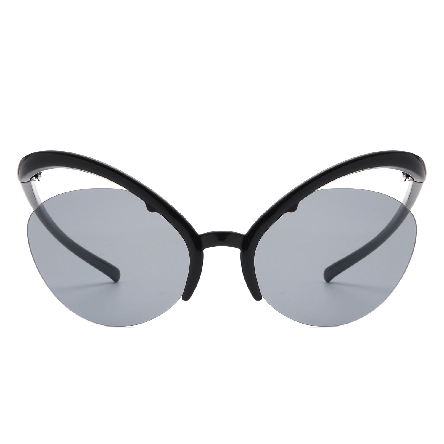 Astrein Rimless Futuristic Oval Irregular Fashion Cat Eye Sunglasses with a unique design and UV protection.