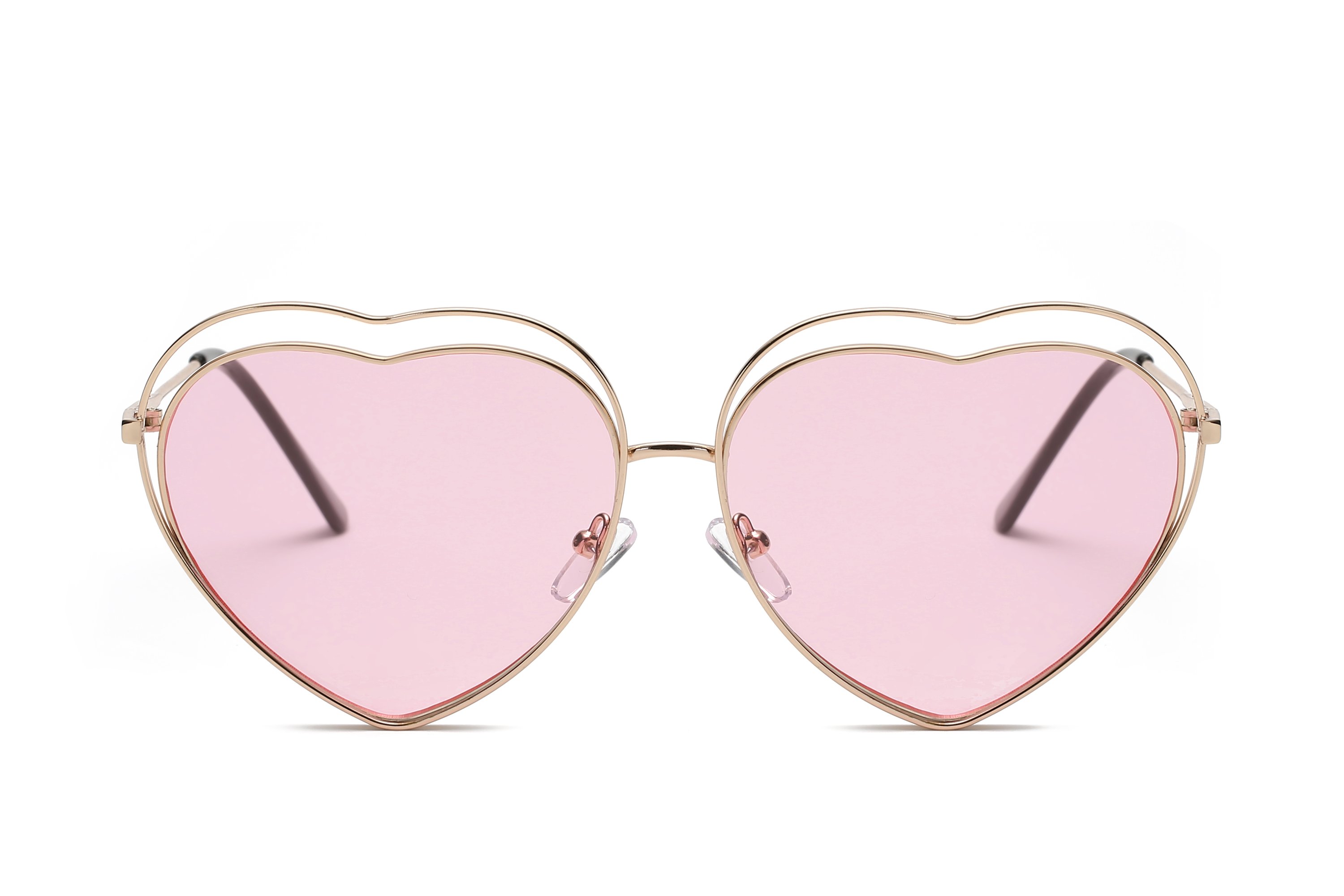 A pair of stylish Astrid heart-shaped sunglasses with mirrored lenses, featuring a metal frame designed for women, offering UV protection.