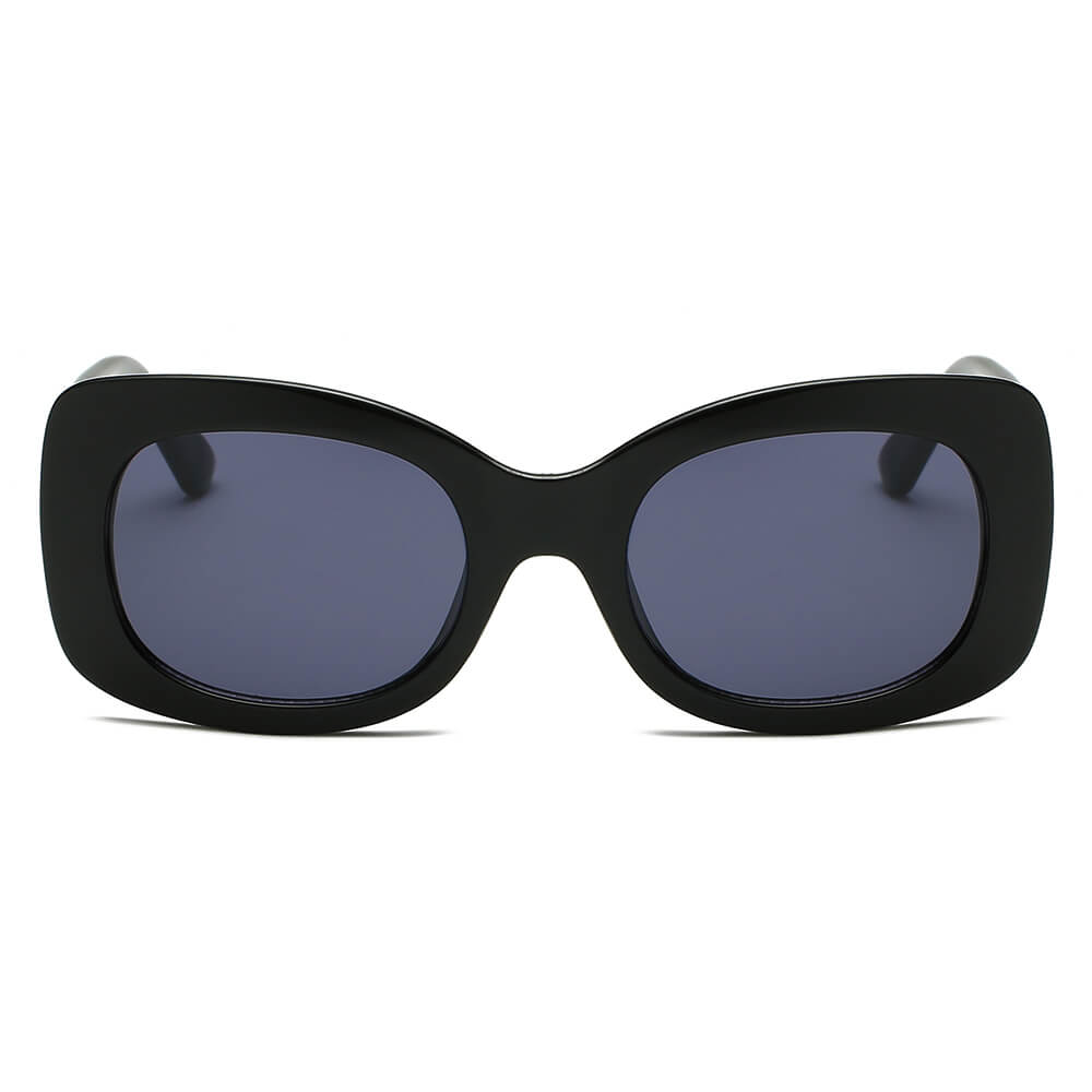 BAKU Women Fashion Retro Rectangle Oversize Sunglasses with thick bold frame, stylish design, and UV protection.