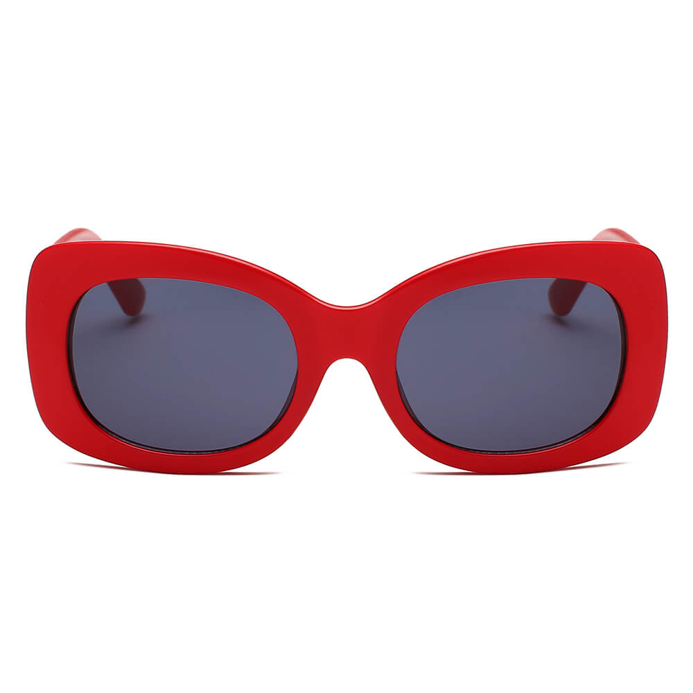 BAKU Women Fashion Retro Rectangle Oversize Sunglasses with thick bold frame, stylish design, and UV protection.