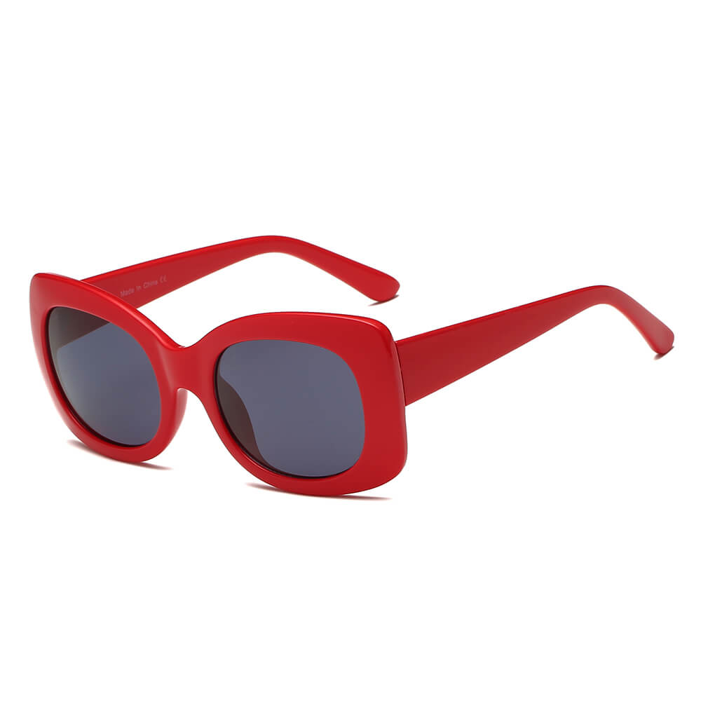 BAKU Women Fashion Retro Rectangle Oversize Sunglasses with thick bold frame, stylish design, and UV protection.