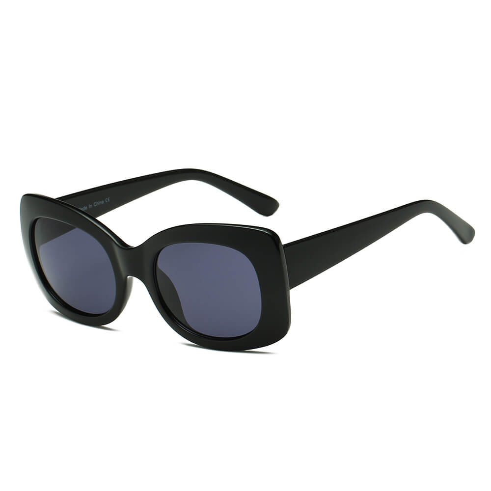 BAKU Women Fashion Retro Rectangle Oversize Sunglasses with thick bold frame, stylish design, and UV protection.