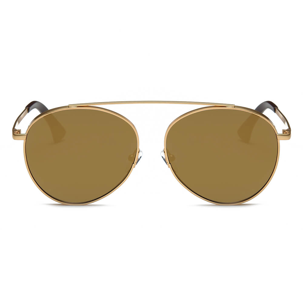 Bethel Retro Mirrored Lens Teardrop Aviator Sunglasses with sleek metal frames and colorful mirrored lenses, perfect for outdoor events.