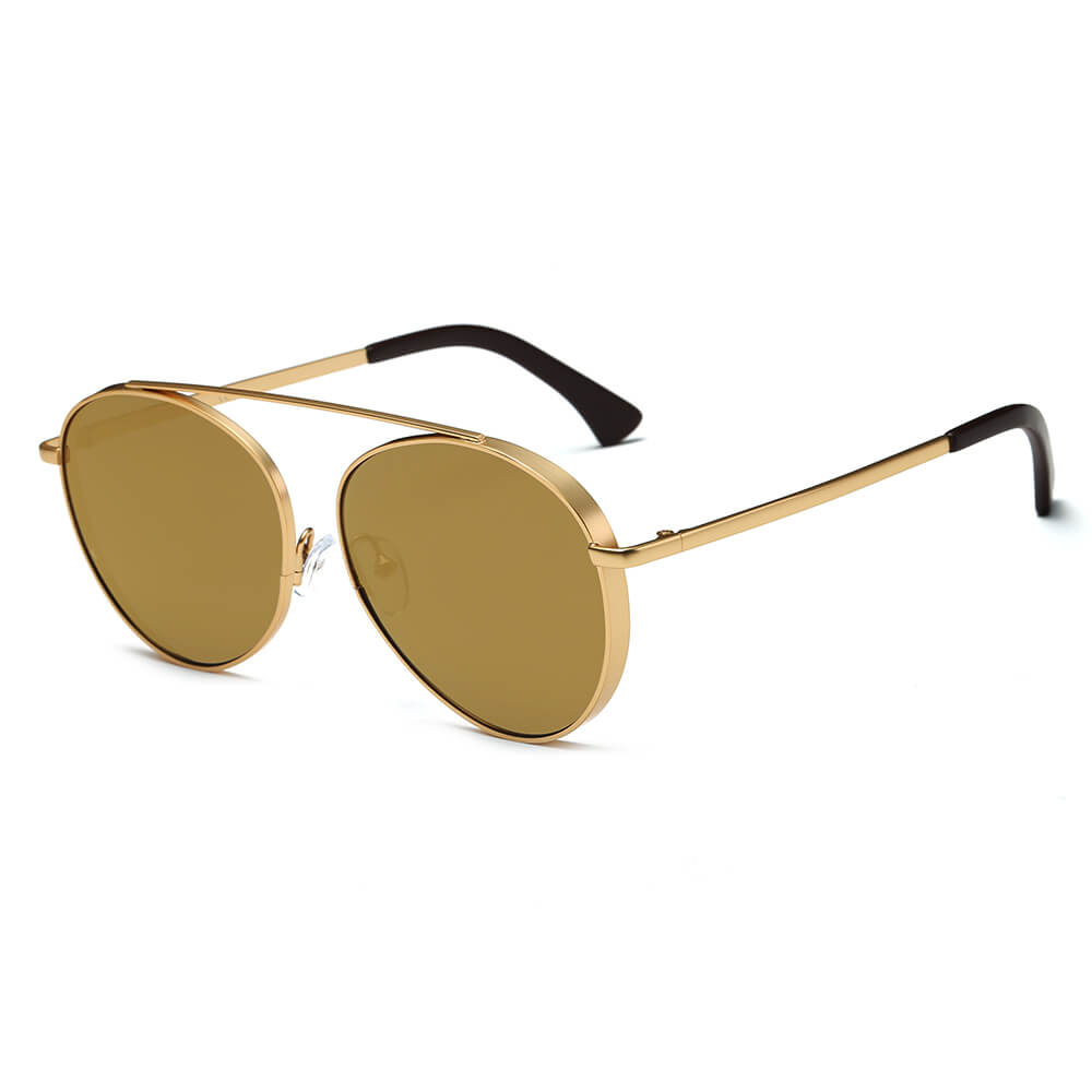 Bethel Retro Mirrored Lens Teardrop Aviator Sunglasses with sleek metal frames and colorful mirrored lenses, perfect for outdoor events.