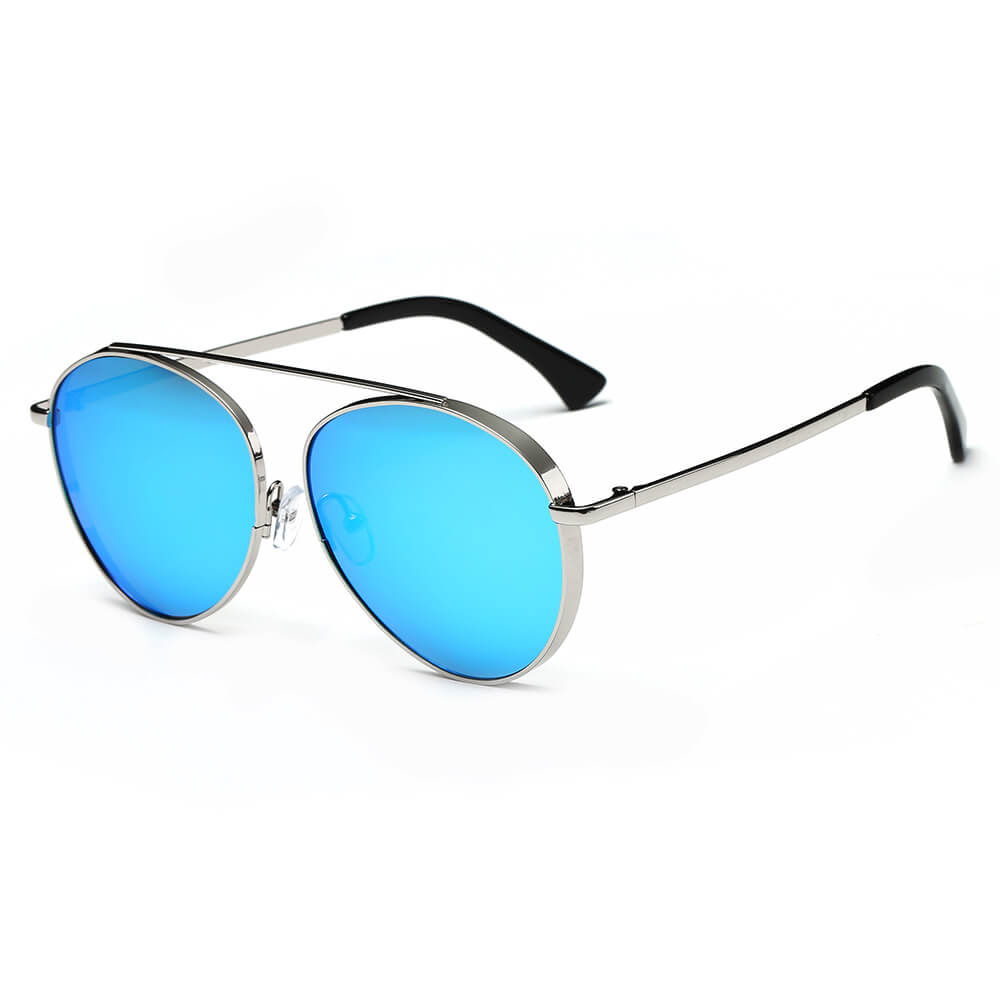 Bethel Retro Mirrored Lens Teardrop Aviator Sunglasses with sleek metal frames and colorful mirrored lenses, perfect for outdoor events.