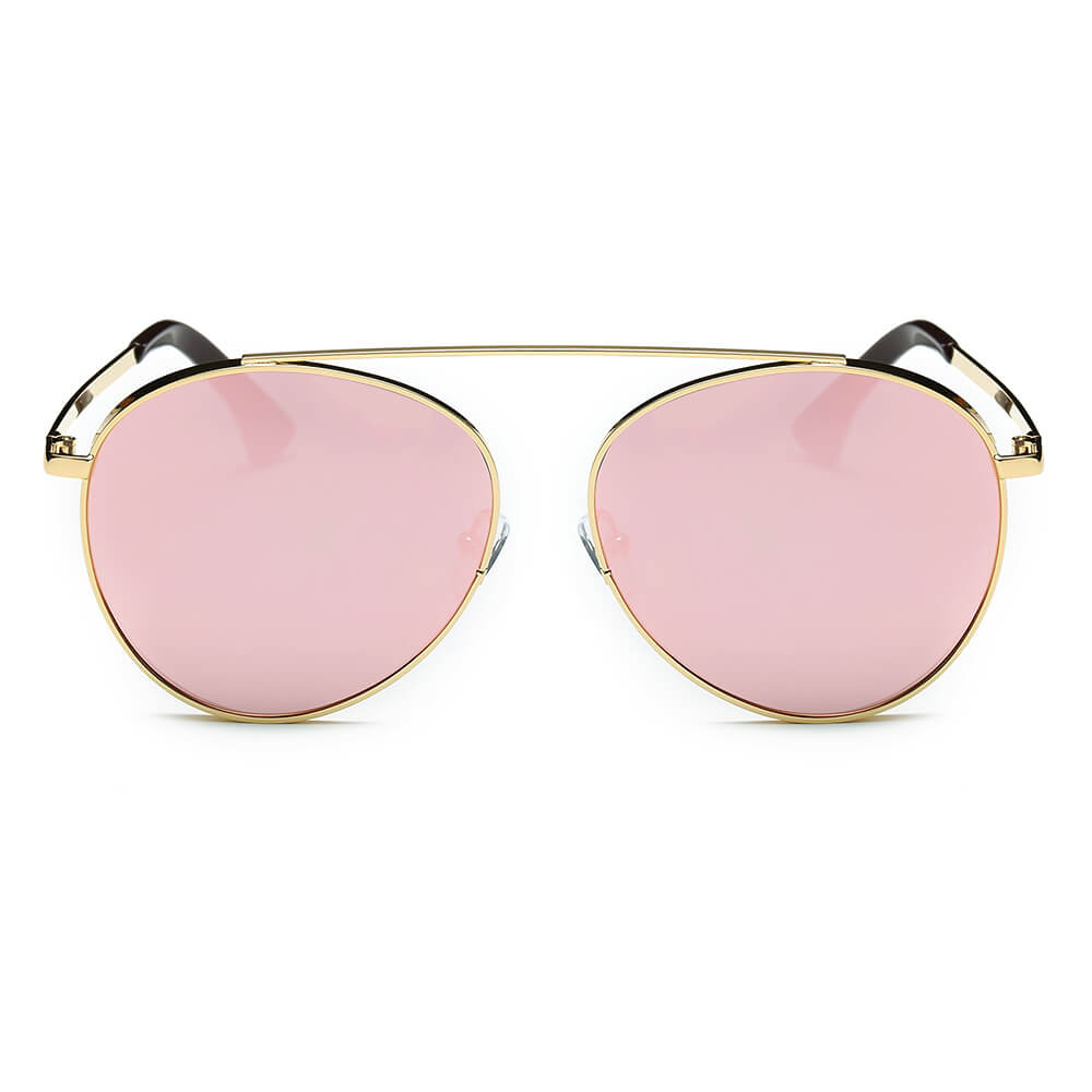 Bethel Retro Mirrored Lens Teardrop Aviator Sunglasses with sleek metal frames and colorful mirrored lenses, perfect for outdoor events.