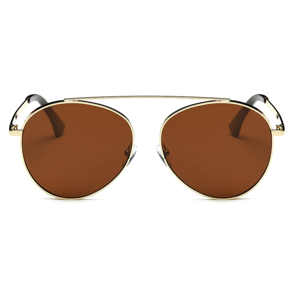 Bethel Retro Mirrored Lens Teardrop Aviator Sunglasses with sleek metal frames and colorful mirrored lenses, perfect for outdoor events.