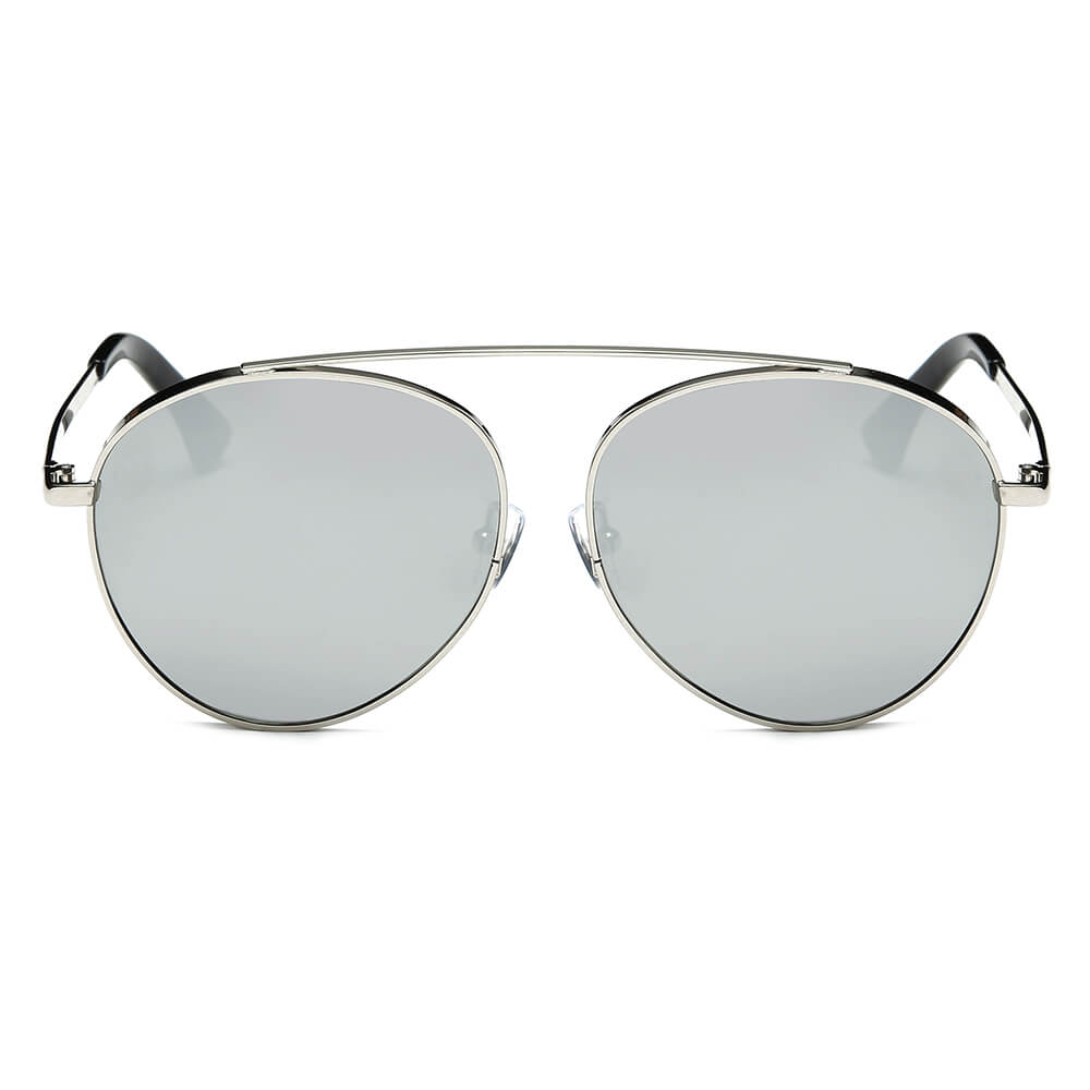 Bethel Retro Mirrored Lens Teardrop Aviator Sunglasses with sleek metal frames and colorful mirrored lenses, perfect for outdoor events.