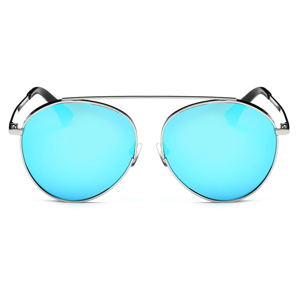 Bethel Retro Mirrored Lens Teardrop Aviator Sunglasses with sleek metal frames and colorful mirrored lenses, perfect for outdoor events.